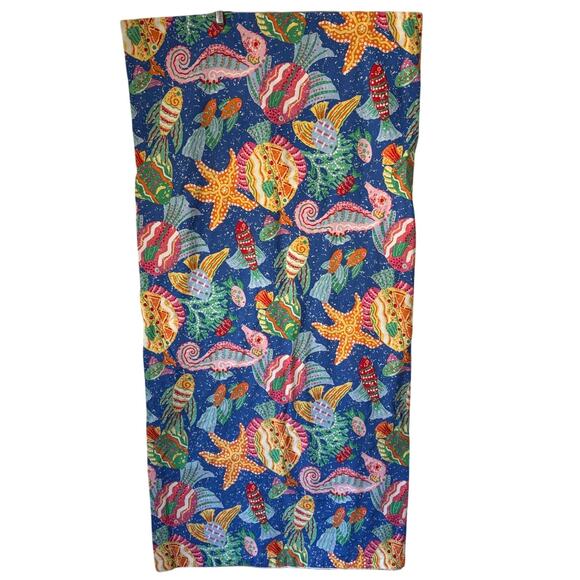 Waverly "Key West" Tablecloth 98" x 52" Fish Sea Underwater Print 100% Cotton - Picture 3 of 11